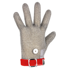CE zugelassene Schlachtschnitte resistent fünf Finger Textilgürtel Edelstahl -Maschenketten -Mail -Metzgerhandschuhe